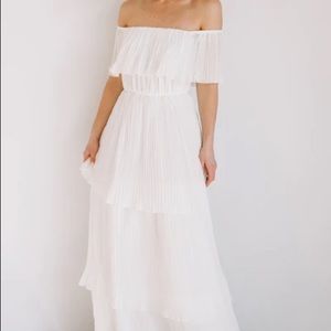 Baltic Born LESLIE WHITE TIERED PLEATED MAXI